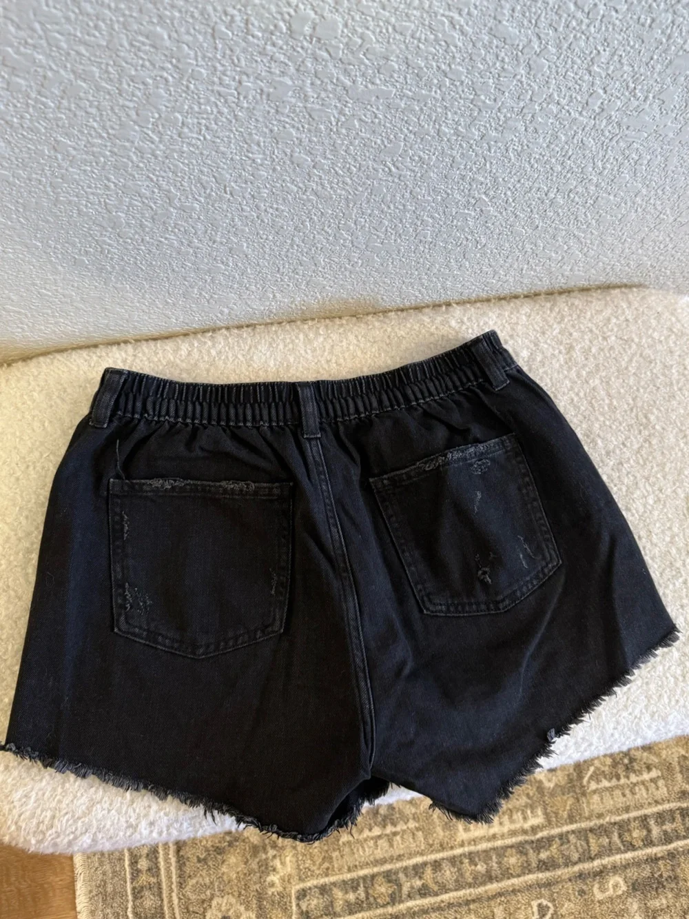 aerie Black Summer Daydream Distressed Denim Cutoff Shorts - Picture 3 of 4